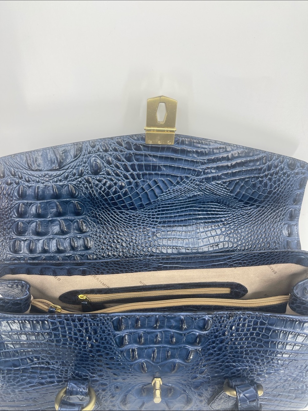 BRAHMIN Blue Croc-Embossed Tote Bag - Designer Style LIKE NEW - Picture 13 of 14